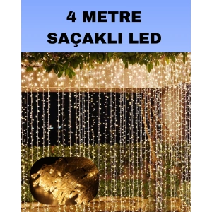 4 Metre Icicle Şelale Led Perde Işık Sarı Aydınlatma