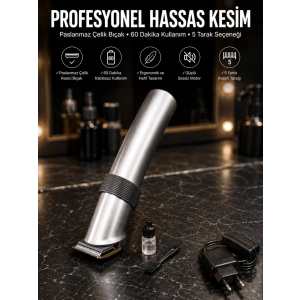 4 Taraklı Taşınabilir Profesyonel Saç Ve Sakal Kesme Tıraş Makinesi Yeni Nesil