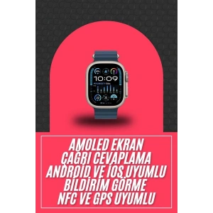 49mm Akıllı Saat Amoled Ekranlı Kadın Erkek Kol Saati Plastik Kordon