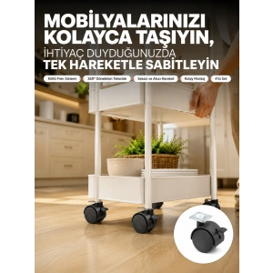 4’lü Kilitli Tekerlek Ayak 4 Cm Sessiz Ve Dayanıklı