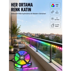 5 Metre Kumandalı Rgb Şerit Led Aydınlatma