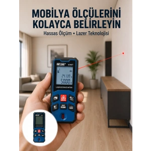 50 Metre Lazer Ölçüm Cihazı Alan Ve Mesafe Hesaplama Yeni Nesil