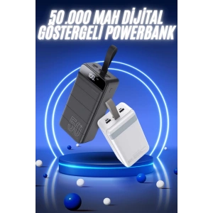 50.000 Mah Powerbank Turbo Hızlı Led Göstergeli Android İos Uyumlu Taşınabilir Askılı