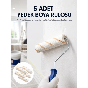 5’li Mini Rulo Boya Seti Duvar Tavan Emülsiyon Uygulama