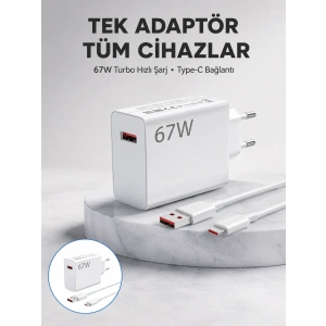 67 Watt Güvenli Hızlı Şarj Adaptörü Samsung M31 M33 M51 Uyumlu Yeni Nesil