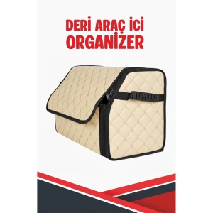 MİNİ COOPER ELEKTRİK UYUMLU KREM DERİ ARAÇ İÇİ ORGANİZER KAPİTONE FERMUARLI