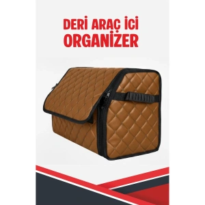 MERCEDES EQB UYUMLU TABA DERİ ARAÇ İÇİ ORGANİZER KAPİTONE FERMUARLI
