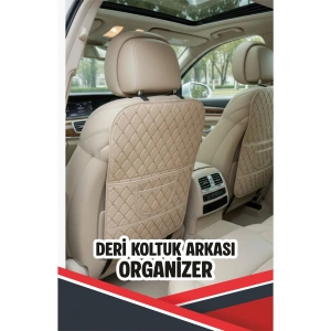 MG ZS EV UYUMLU 2 ADET KREM DERİ KREM DİKİŞLİ ARAÇ İÇİ KOLTUK ORGANİZERİ