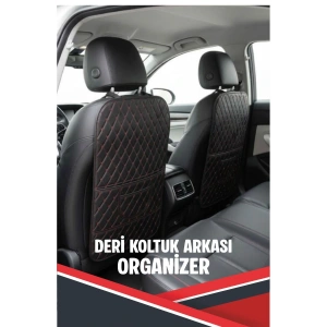 TOYOTA HİLUX UYUMLU 2 ADET SİYAH DERİ KIRMIZI DİKİŞLİ ARAÇ İÇİ KOLTUK ORGANİZERİ