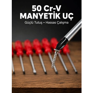 7 Parça Tornavida Seti Manyetik Uç Ergonomik Sap