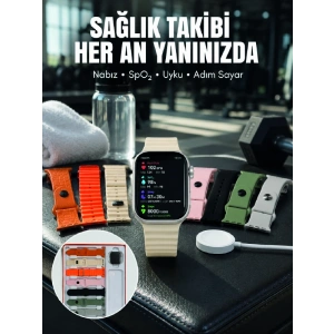 7li Kordon Setli Akıllı Saat Bluetooth Görüşme Bildirim Destekli Çok Fonksiyonlu Smart Watch