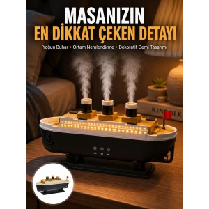 7 Renk Ortam Işıklı Dekoratif Gemi Tasarım Hava Nemlendirici Difüzör Yeni Nesil