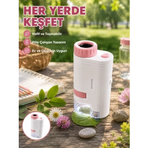 80x-200x Taşınabilir Dijital Mikroskop  Led Işıklı Çocuk Eğitim Mikroskobu