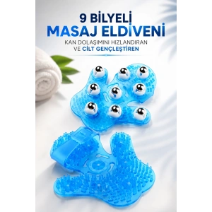 9 Bilyeli Masaj Eldiveni Kan Dolaşımını Hızlandıran Ve Cilt Gençleştiren