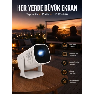 Akıllı Projeksiyon Powerbankli Taşınabilir Sinema Projektörü 4k Hd Kaliteli Yeni Nesil