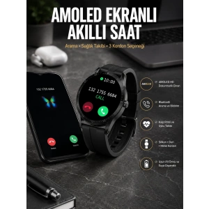 Akıllı Saat Amoled Ekran 3 Kordonlu Nfc Ve Gps Uyumlu