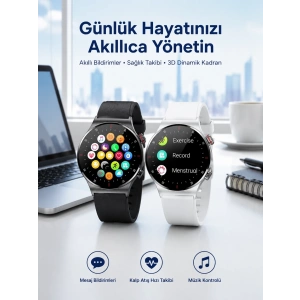 Akıllı Saat Amoled Ekran Bluetooth Bağlantılı Sesli Görüşme Nabız Ölçer