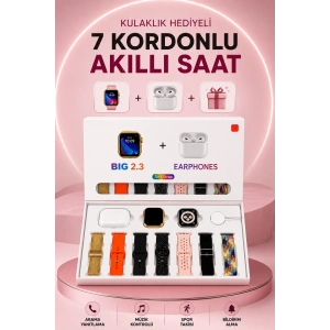 Akıllı Saat Bluetooth Kulaklık Hediyeli Bildirim Görme Sesli Görüşme Çoklu Kordon