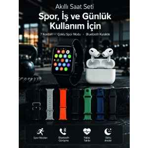 Akıllı Saat, Bluetooth Kulaklık Ve 7 Farklı Kordon Tek Kutuda Günlük Kullanım Ve Spor İçin