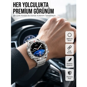 Akıllı Saat Çelik Kordonlu Amoled Ekran Android Ve İos Uyumlu Çağrı Cevaplayabilen Yeni Nesil
