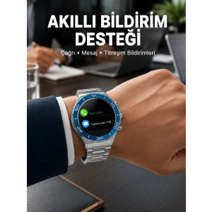Akıllı Saat Çelik Kordonlu Amoled Ekran Android Ve İos Uyumlu Çağrı Cevaplayabilen Yeni Nesil