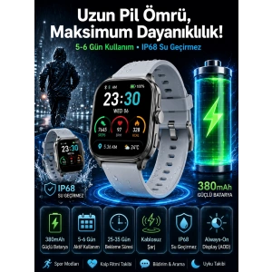 Akıllı Saat Sesli Görüşme Bluetooth Bağlantılı Kablosuz Şarj Özelliği Yeni Nesil