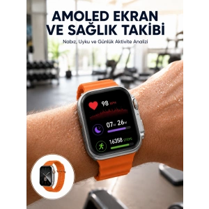 Akıllı Saat Unısex Zarif Görünümlü Titanyum Kasa Amoled Ekran Müzik Dinleme Yeni Nesil