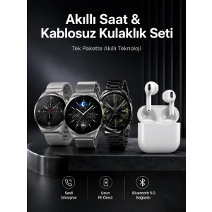 Akıllı Saat Ve Kulaklık Seti Dokunmatik Ekran 5.0 Bluetooth Bağlantılı Sesli Görüşme