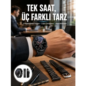 Akıllı Saat Yeni Nesil Üç Kordonlu Nabız Ölçer Çağrı Cevaplama Yeni Nesil