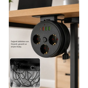 Akım Korumalı Priz Usb Ve Type C Girişli 3lü Priz 2 Metre Kablo Dayanıklı