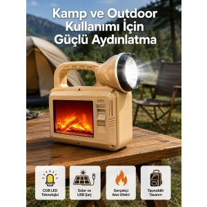 Alev Efektli Güneş Enerjili Lamba – Su Geçirmez