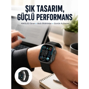 Amoled Ekran 49mm Ultra Tasarım 3 Kordonlu Akıllı Saat Yeni Nesil