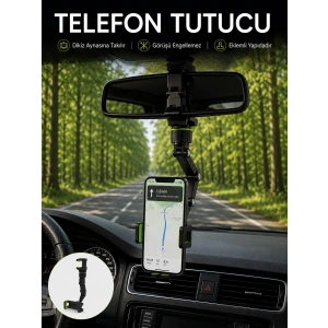 Araç İçi Dikiz Aynası Telefon Tutucu 360° Dönebilen Katlanabilir