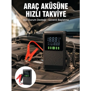 Araç İçin Akü Takviye Cihazı Ve Kablosuz Hava Kompresörü Yeni Nesil