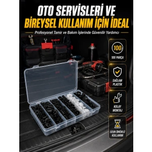 Araç Kapı Döşemesi Ve Tampon Klipsi Seti Universal Plastik Sabitleme Klipsi 100 Parça