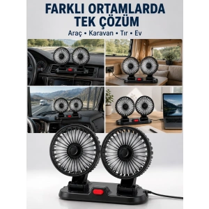 Araç, Karavan Ve Tır İçin Çift Fanlı Mini Vantilatör