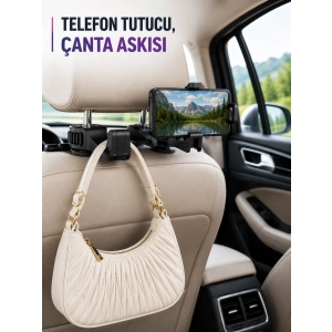 Araç Koltuk Başlığına Takılan Telefon Tutucu Ve Eşya Askısı