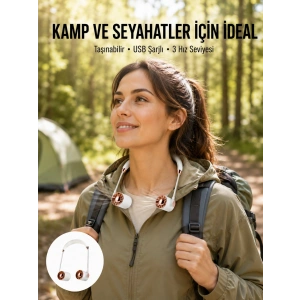 Asılabilir Mini Boyun Fanı | 1000mah Şarjlı, Turbo Güçlü Rüzgar Yeni Nesil
