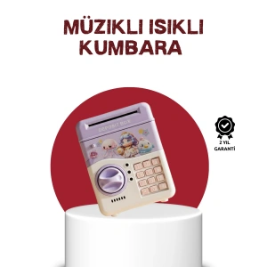 Atm Tasarımlı Şifreli Işıklı Çocuk Kumbarası Mor