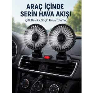 Ayarlanabilir Çift Başlıklı Sessiz Araç İçi Vantilatör