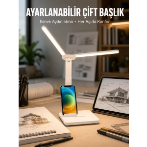Ayarlanabilir Kısılabilir Led Masa Lambası | Entegre Kalemlik Ve Telefon Tutucu Özellikli Yeni Nesil