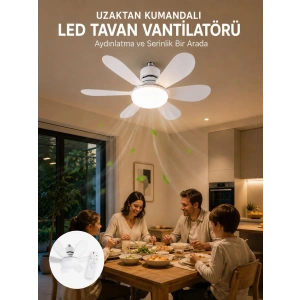 Ayarlanabilir Parlaklık Özellikli Led Tavan Vantilatörü Süper Sessiz Motor Teknolojisi Ve Güçlü Hava Akışı