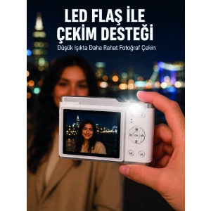 Beyaz 4k Video Kayıtlı 48 Mp Dijital Fotoğraf Makinesi Otomatik Odaklama