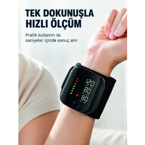Bilekten Dijital Tansiyon Ölçer Geniş Ekran Ve Kolay Okunabilir Gösterge