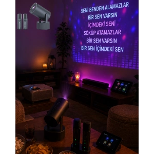 Bluetooth Hoparlörlü Akıllı Projektör Kablosuz Karaoke Mikrofonlu