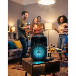 Bluetooth Taşınabilir Karaoke Hoparlör 6.5 İnç Mikrofonlu Rgb Işıklı Usb Tf Kart Destekli