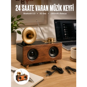 Çalar Radyo Müzik Kutusu Nostaljik Hoparlör Speaker