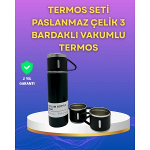 Çelik Termos Bardak Seti | 500 Ml Kapasite, Kaymaz Taban, Hediye Kutulu