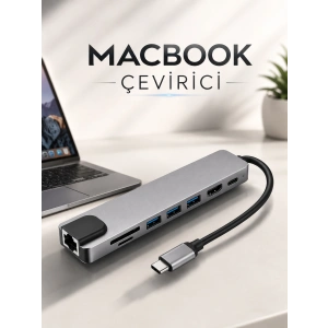 Çevirici Dönüştürücü Adaptör Macbook 3 In 1 Type-c To Hdmı Usb 3.0