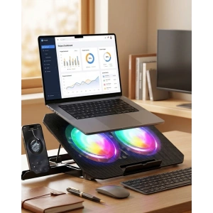 Çift Fanlı Laptop Soğutucu Rgb Işıklı Sessiz Notebook Standı